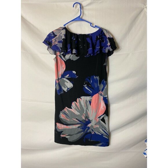 STYLE CO ROMANTIC FLORAL DRESS WOMENS SIZE MEDIUM 10/12 RUFFLES KNEE LENGTH - Picture 3 of 3